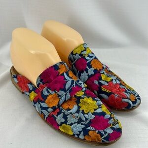 Free People Embroidered Multicolored Flat Mules